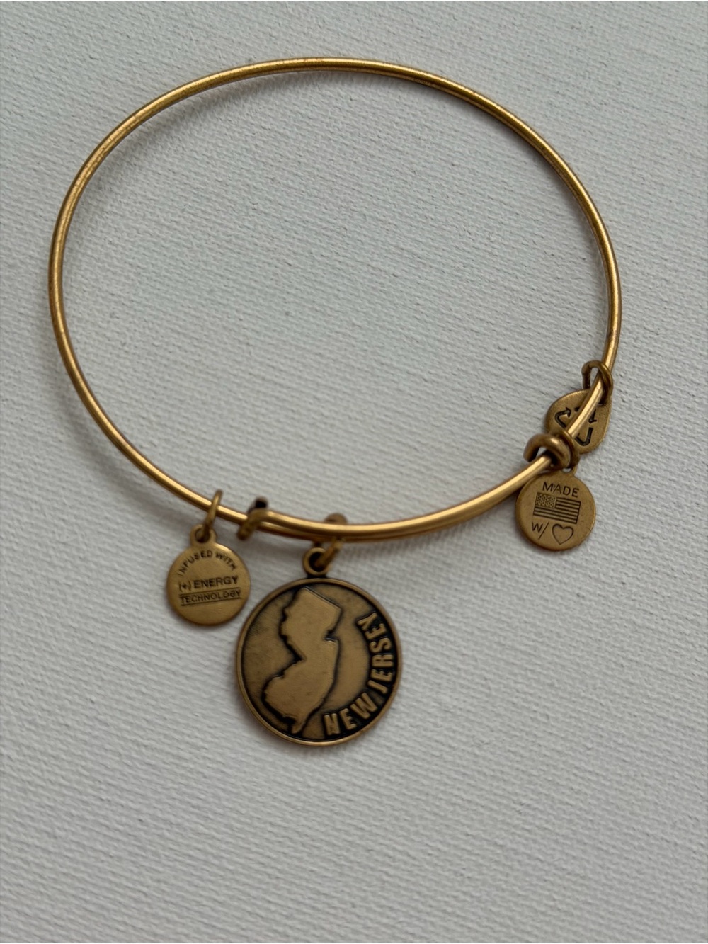 ALEX AND ANI Gold-Tone New Jersey Charm Bangle Bracelet